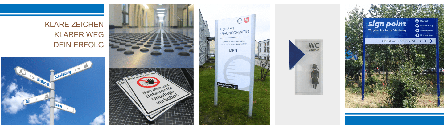 Professionelle Beschilderung und Leitsysteme von sign point GmbH in Braunschweig